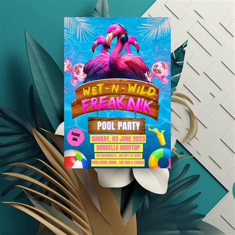 Summer Pool Party Flyer Diy Flyer Template Design Pool Party Etsy