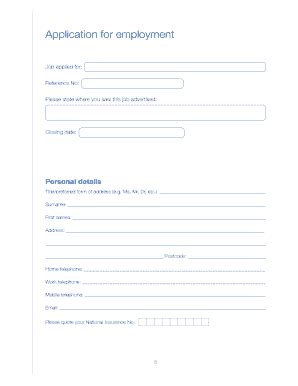 Fillable Online Rbkc Gov Application For Employment Royal Borough Of