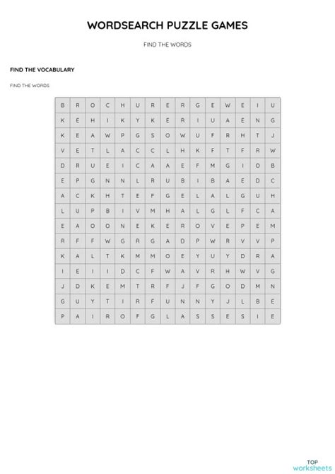 Wordsearch Puzzle Games Interactive Worksheet Topworksheets