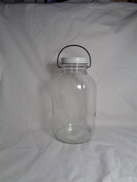 Vintage Owens Illinois Glass Company Duraglas 1 Gallon Pickle Jar With Bale C 1940s1950s