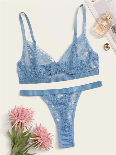 Ensemble De Lingerie Transparent Avec Armature Et Dentelle Mode En