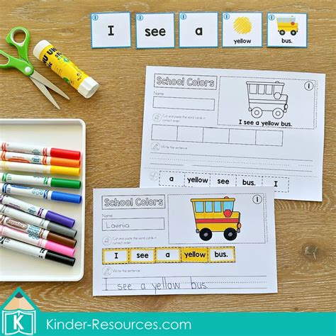 Sentence Scramble With Cut And Paste Worksheets School Colors