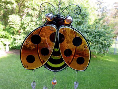 36 Bumble Bee Wind Chime Garden Decor Fusion Glass Metal Yard New