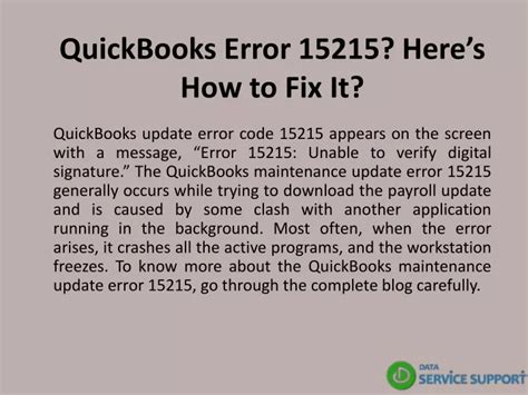 PPT QuickBooks Error 15215 Heres How To Fix It PowerPoint