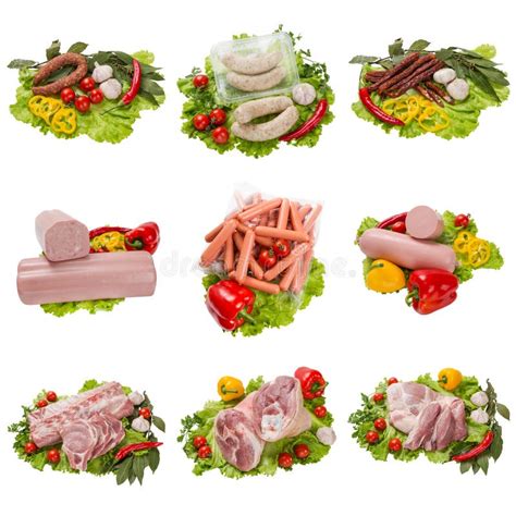 Set of a Different Meat Products Stock Photo - Image of collage, packing: 86028878