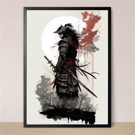 Japanese Samurai Wall Art, Bushido Warrior, Katana Sword and Ronin ...