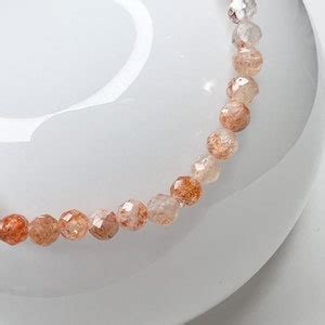 Sunstone Crystal Stretch Bracelet Faceted Gemstone Bracelet Orange