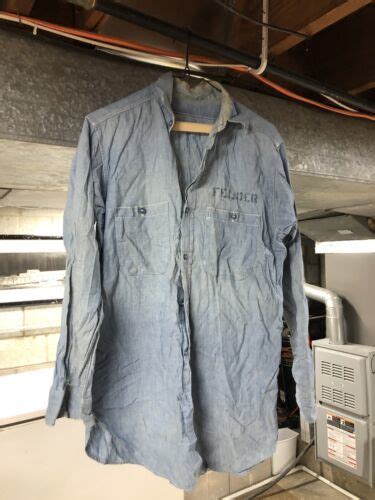 Vintage Ww2 Us Navy Chambray Work Shirt 1940 S Work Denim 4608089874