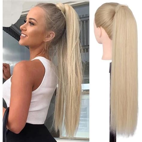 Ponytail Extensions Clip En Queue De Cheval Blond Long Lisse