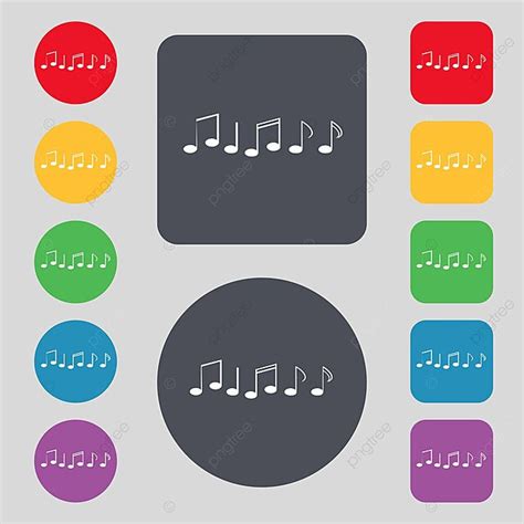 Fondo Coloridos Botones Conjunto De Iconos De Signos De Notas Musicales