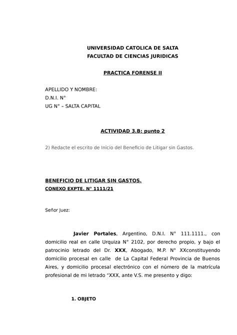 Practica Forense Ii Trabajo Practico N B Universidad Catolica De