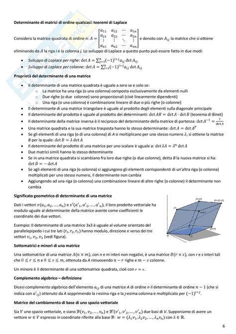 Formulario Appunti Di Geometria E Algebra Lineare