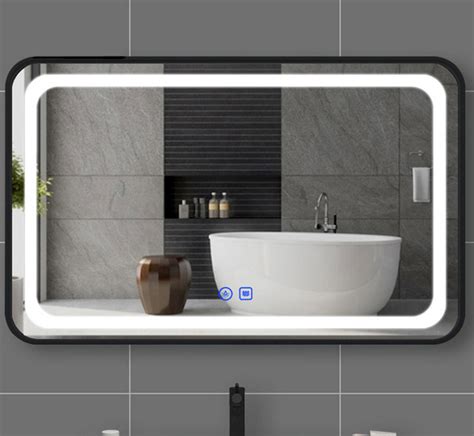 Black Aluminum Frame Led Mirror With Demister W600 750 900 1200