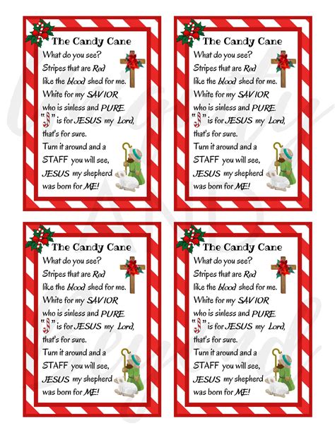 The Candy Cane Poem Christmas Poem The Bible Story Etsy