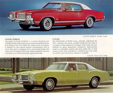 1971 Oldsmobile Cutlass Supreme Hardtop Coupe And Cutlass Town Sedan