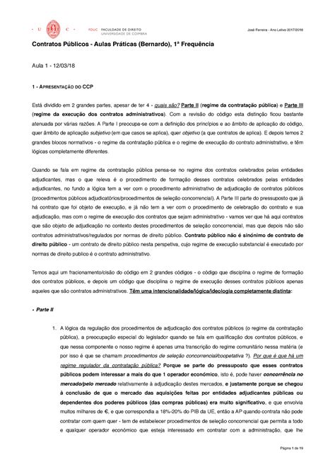 Aulas práticas Bernardo 1ºf Contratos Públicos Aulas Práticas