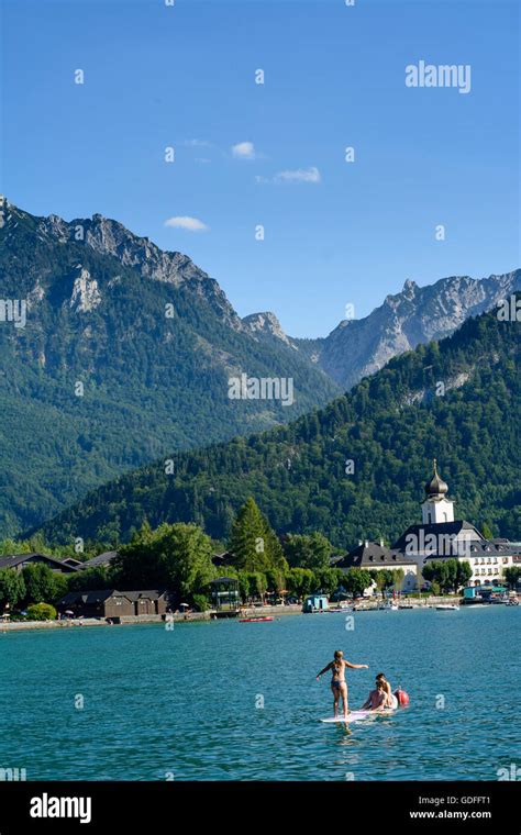 Strobl Lake Wolfgangsee Bathers Mount Strobl Austria Salzburg