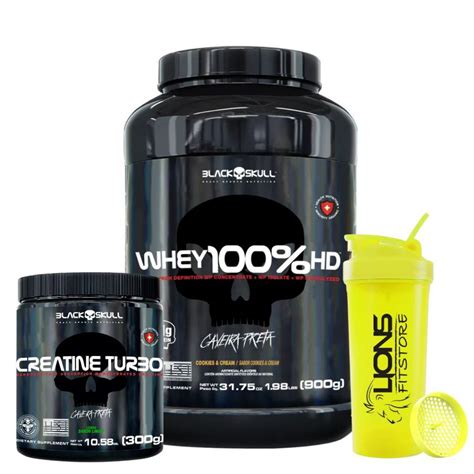 Whey Protein 100 Hd Blackskull 900 G Creatina Turbo Pote Blackskull