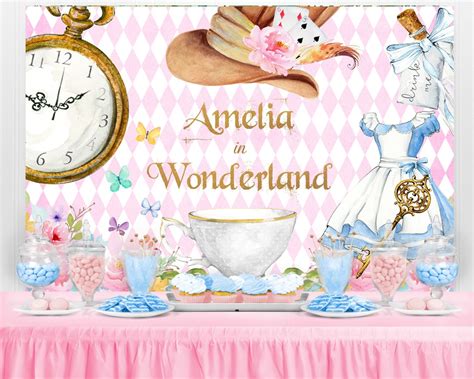 Alice in Wonderland Backdrop Alice in Wonderland Party Banner, Alice in ...