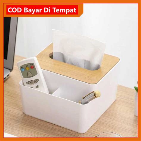 Jual Kotak Tempat Tissue Tisu Tissu Tisue Kayu Multifungsi Shopee