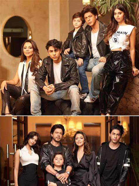 Shah Rukh Khan's stylish family portraits with Gauri, Aryan, Suhana ...