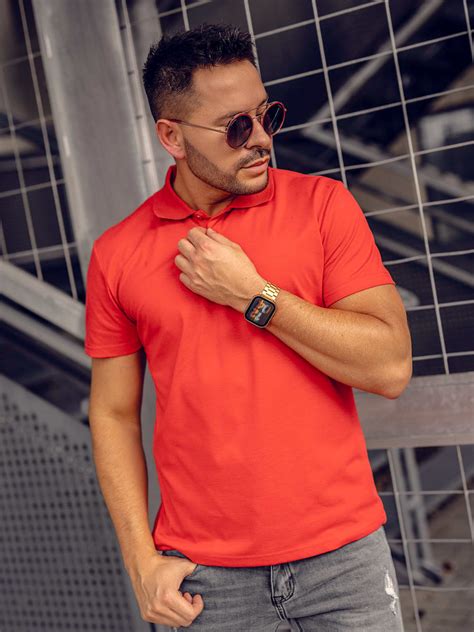 Camiseta Polo De Manga Corta Para Hombre Rojo Bolf T A Rojo