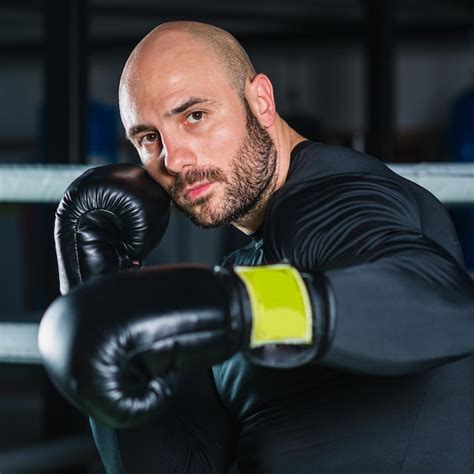 Premium Photo Portrait Of Man Wearing Boxing Glove