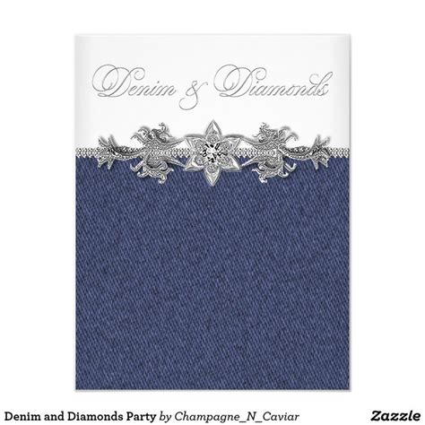 Denim and Diamonds Party Invitation | Zazzle | Denim and diamonds ...