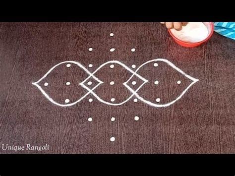 Easy Kolam With Dots Simple Rangoli With Dots Chikku Muggu