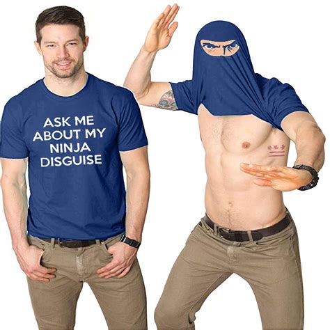 Mens Ask Me About My Ninja Disguise Flip T Shirt Funny Costume Graphic