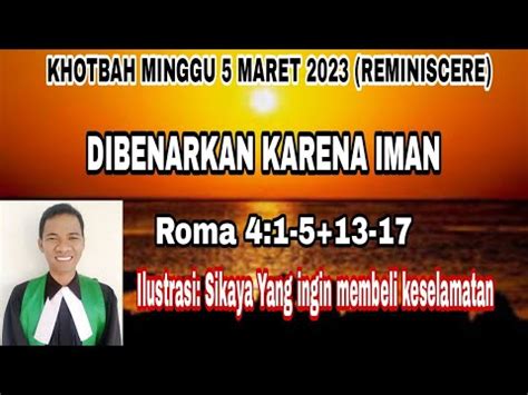 Khotbah Minggu Maret Roma Dibenarkan Karena Iman