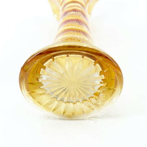 Vintage Imperial Carnival Glass Ripple Swung Vase 10 Iridescent Orange Marigold 3855938688