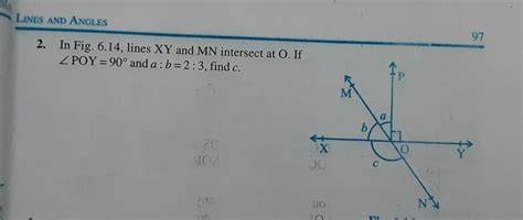 In The Figure Lines Xy And Mn Intersect At O If ∠poy 90° And Ab 23 Find