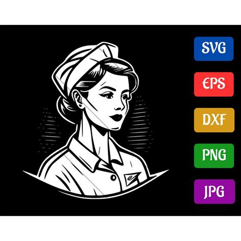 Nurse Svg Black And White Vector Cut File For Cricut Svg Inspire Uplift