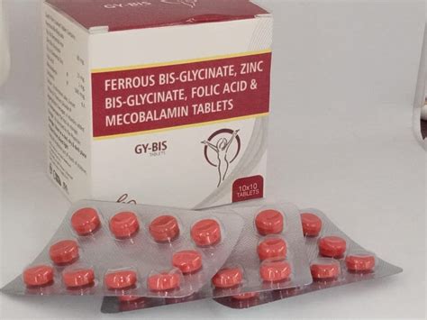 Ferrous Bis Glycinate Folic Acid Mecobalamin Packaging Size 10x10 At