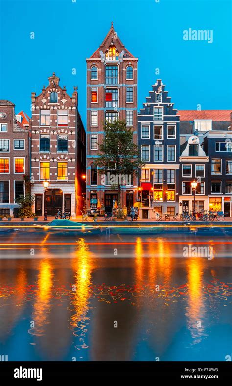 Night City View Of Amsterdam Canal Herengracht Stock Photo Alamy