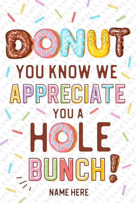 Editable Donut Gift Tag Donut Appreciate You A Hole Bunch Donuts