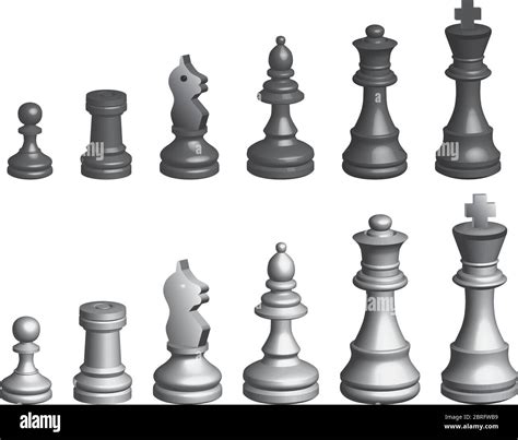 Vector De Piezas De Ajedrez En óptica 3d En Blanco Y Negro Imagen Vector De Stock Alamy