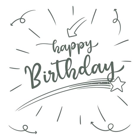 Hand drawing happy Birthday lettering isolated on white background ...