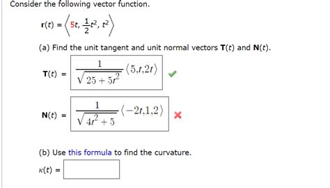 Solved Consider The Following Vector Function R T 5t 1