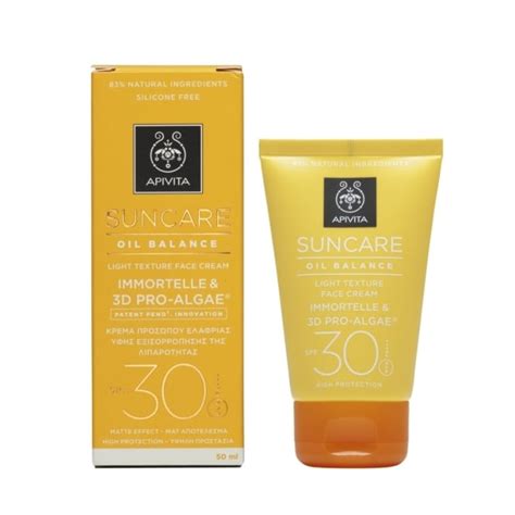 Apivita Suncare Oil Balance Face Cream Spf With Immortelle D Pro