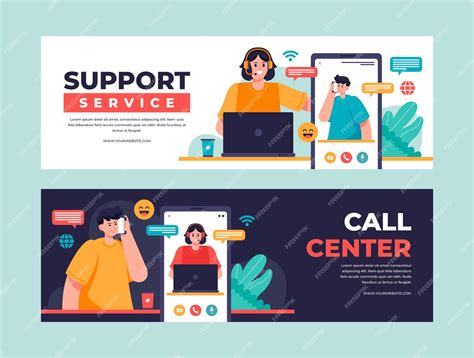 Free Vector Flat Customer Service Week Horizontal Banner Template