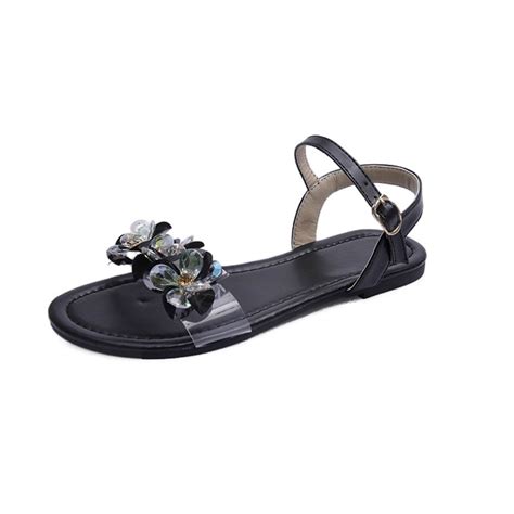 Juebong Womens Flat Sandals Dressy Cute Open Toes One Band Ankle Strap