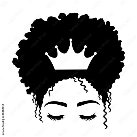 Woman Face With Eyelashes And Crown Afro Women African American Woman