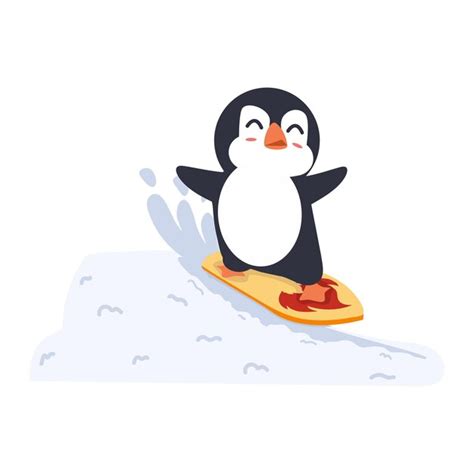 Premium Vector | Penguin sliding off snow hill cartoon