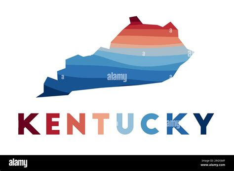 Kentucky Map Map Of The Us State With Beautiful Geometric Waves In Red