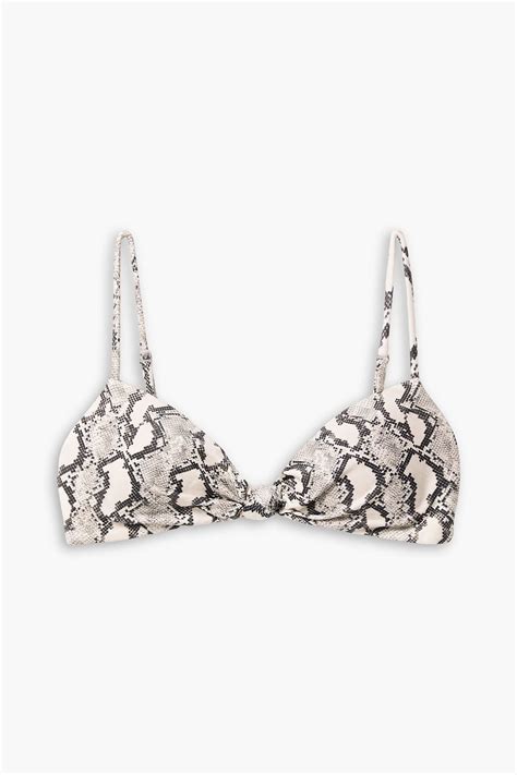 Vix Paula Hermanny Erin Knotted Snake Print Bikini Top The Outnet