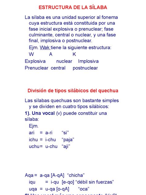 estructura de la silaba  silaba cognicion