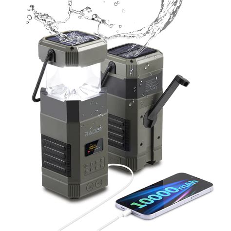 [10000mAh Waterproof] Raddy SL10 Emergency Radio, Hand Crank Solar ...