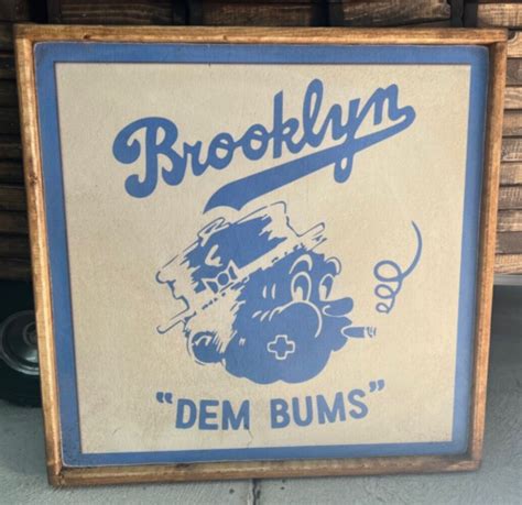 Antique Style Art Wood Brooklyn Dodgers Dem Bums Baseball Wood Sign